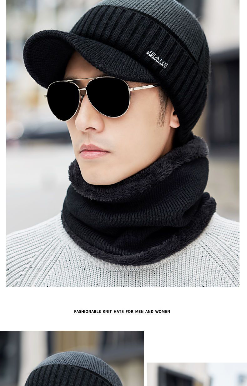 Thick winter hat and scarf for cycling