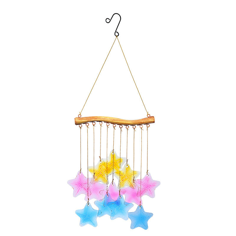 Colorful glass wind chime with fish design