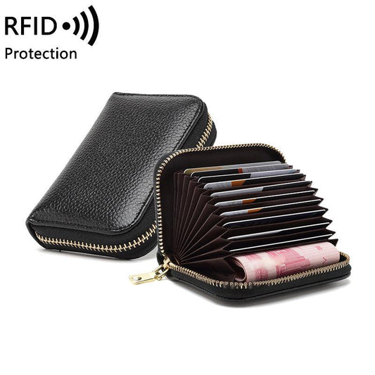RFID blocking leather wallet in amethyst purple color