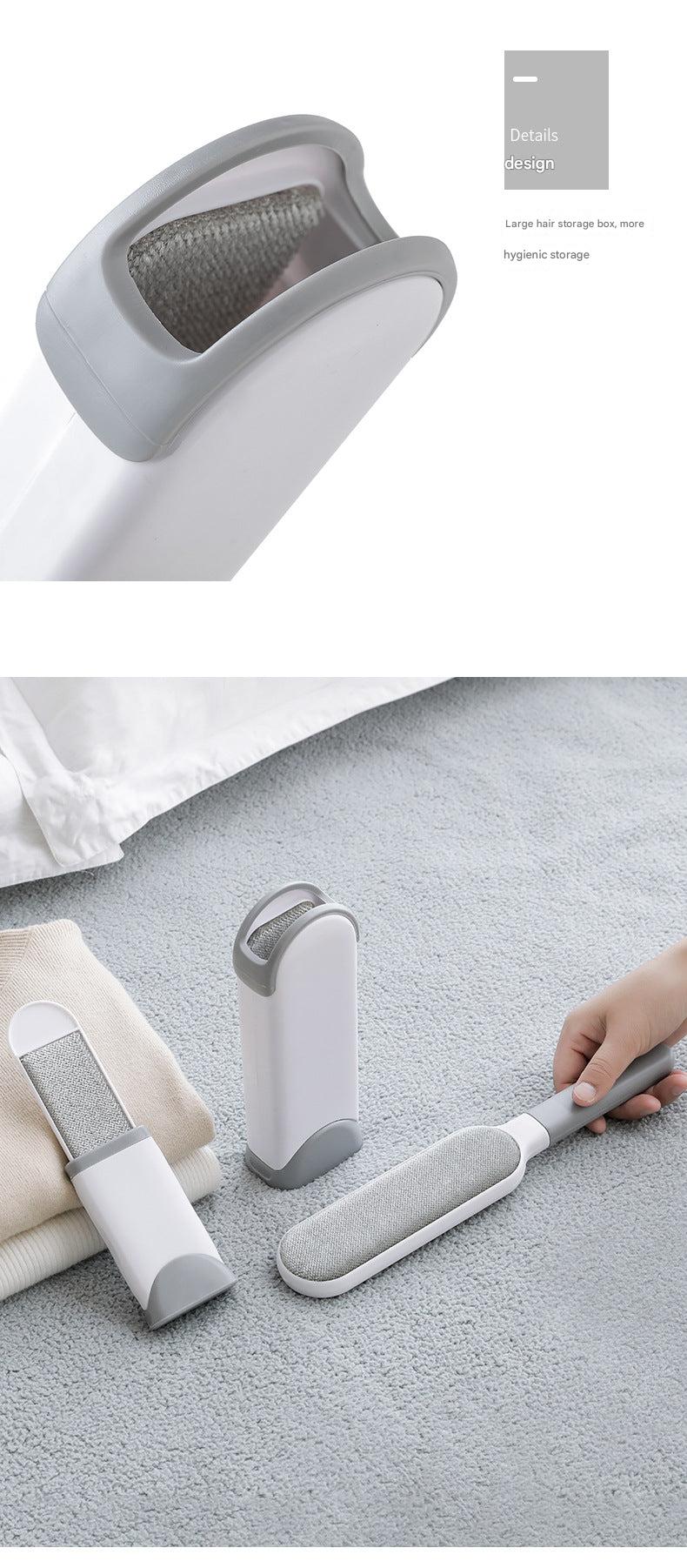 Double-sided pet hair remover brush side view