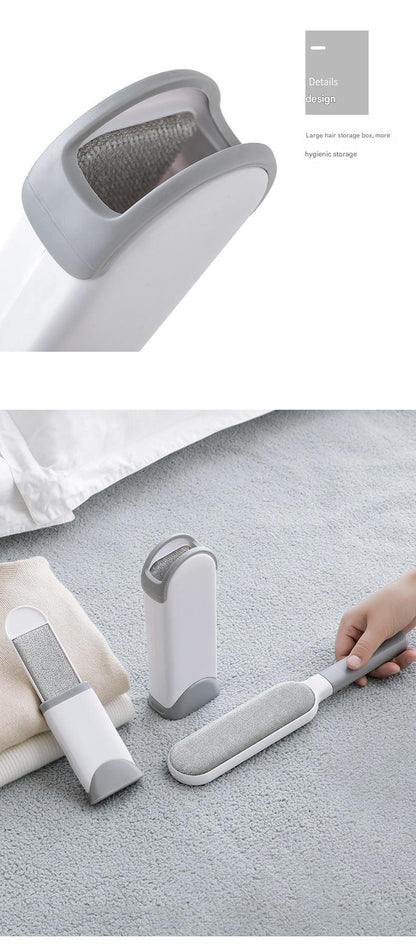 Double-sided pet hair remover brush side view