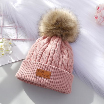 Trendy light gray knitted beanie for kids