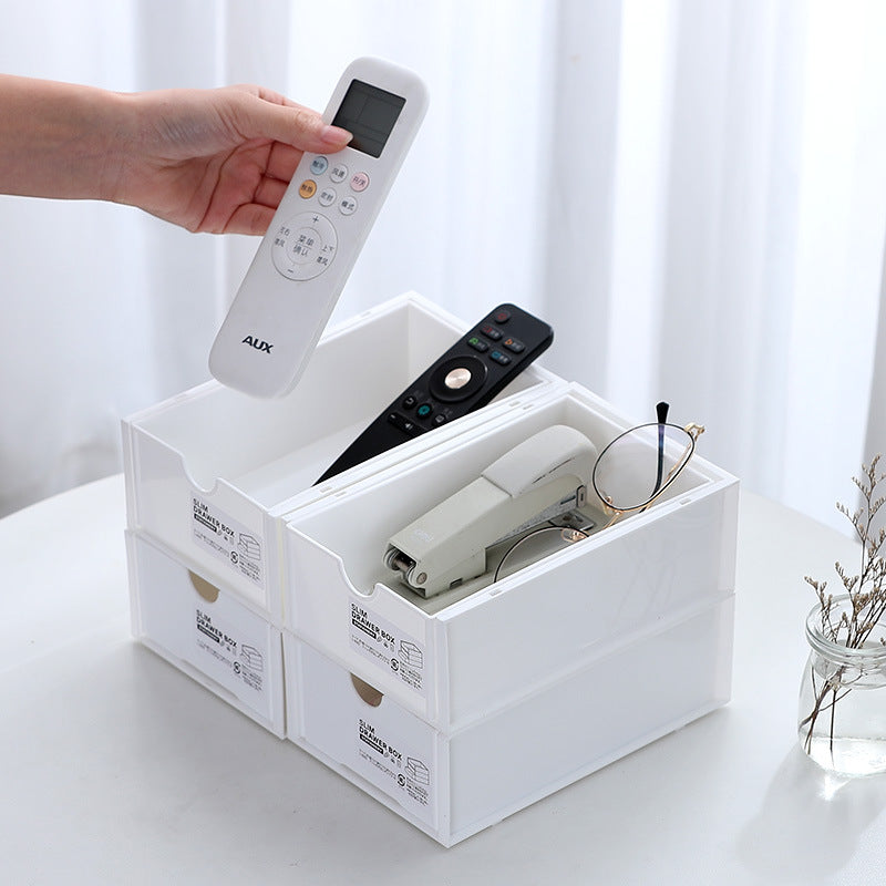 Desk organizer with stackable design on a desk
