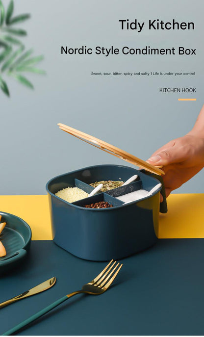 Four compartment spice container
