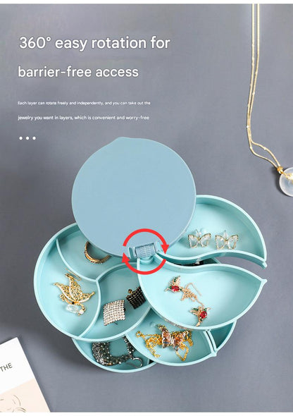 Plastic jewelry organizer showcasing multiple compartments