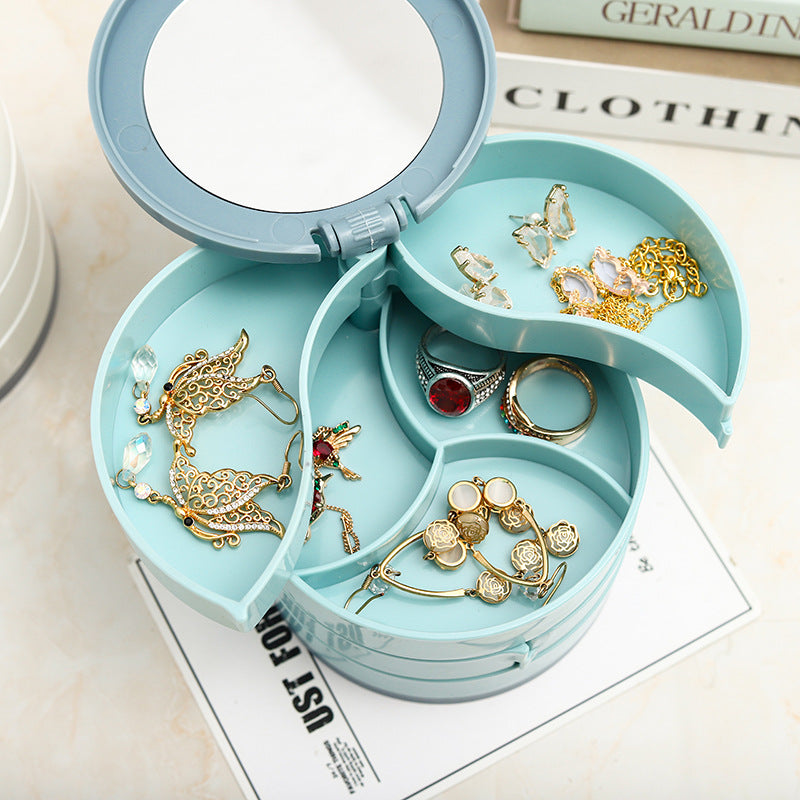 Plastic jewelry organizer showcasing multiple compartments