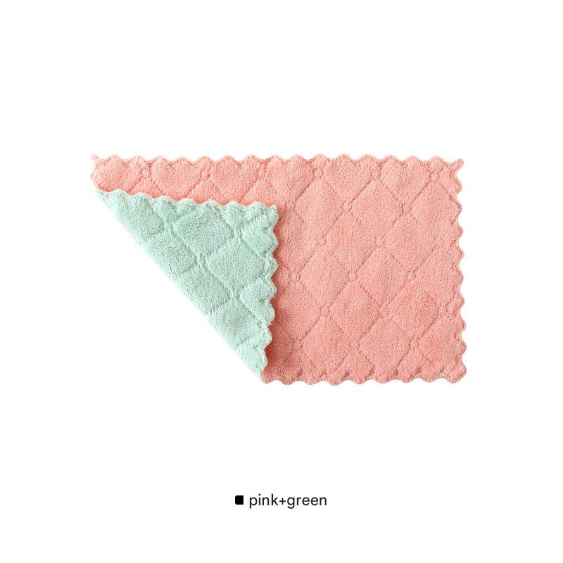 Dual-sided dish cloth in pink and green