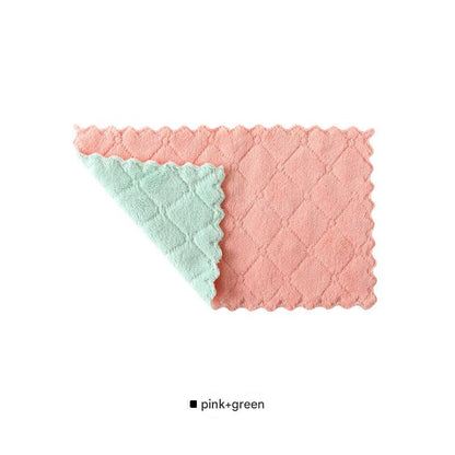 Dual-sided dish cloth in pink and green