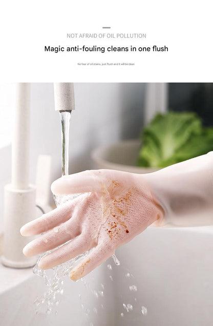 Various colors of kitchen gloves