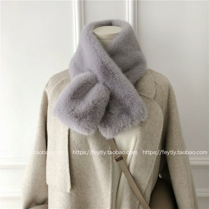 cozy neck warmer displayed on mannequin