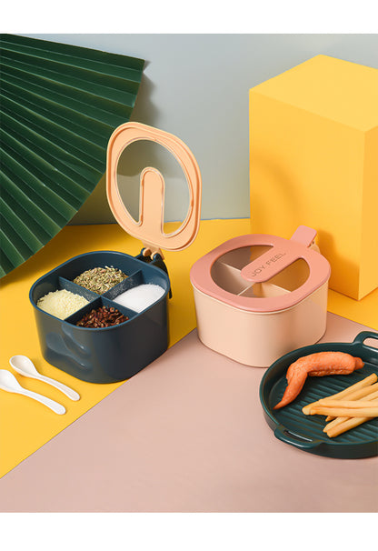 Four compartment spice container
