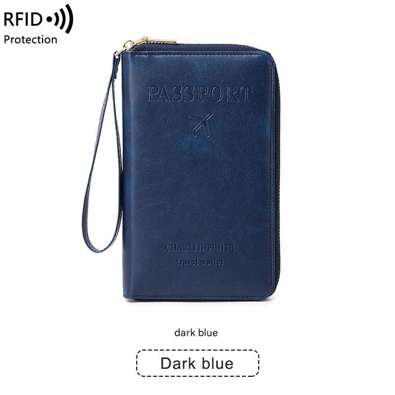 Waterproof passport wallet in sky blue