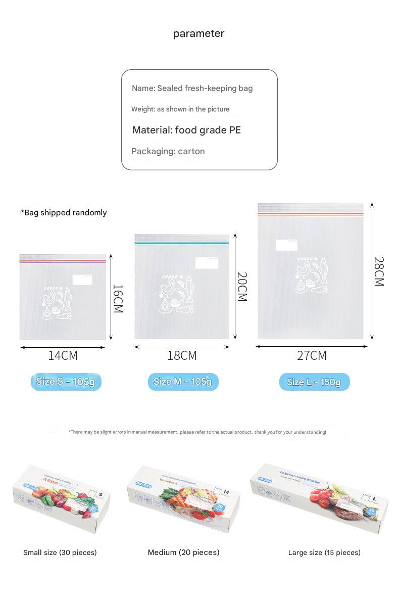Durable PE food bags in fridge