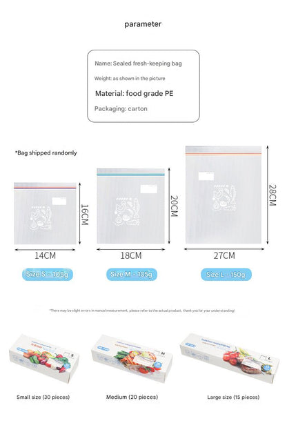 Durable PE food bags in fridge