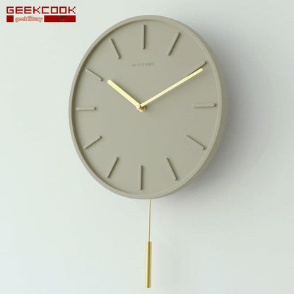 Creative cement and copper clock close up