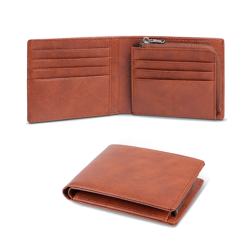 Men's wallet with coin pocket in brown
