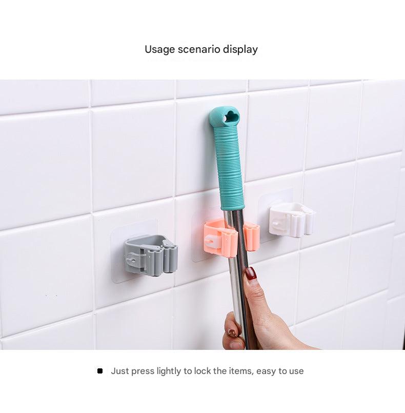 Compact mop holder in white gray pink