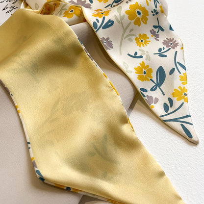 Yellow floral scarf as hairband