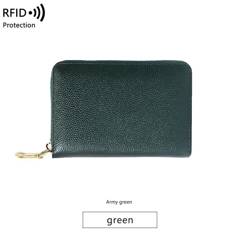 RFID blocking leather wallet in coffee color