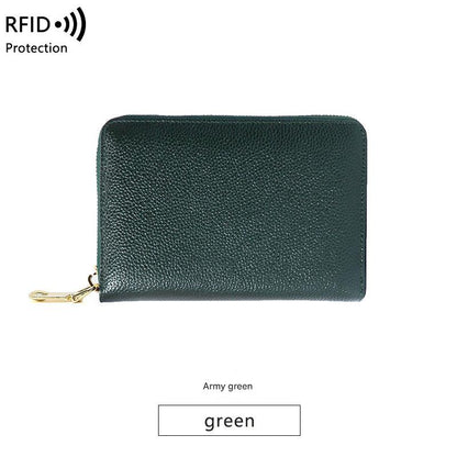 RFID blocking leather wallet in coffee color
