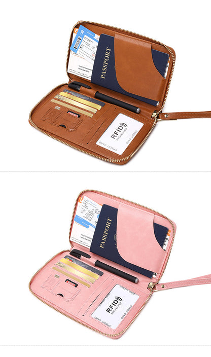 Waterproof passport wallet in sky blue