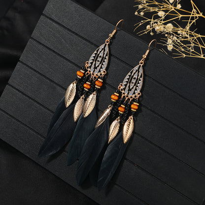 Vintage style feather earrings for women