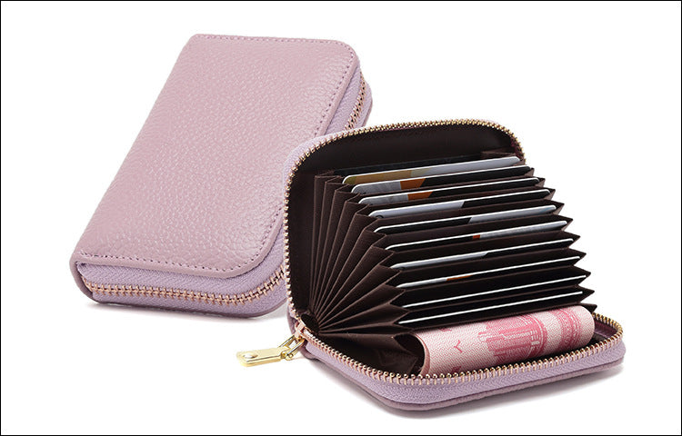 RFID blocking leather wallet in brown color