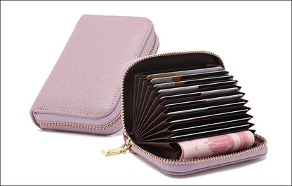 RFID blocking leather wallet in brown color