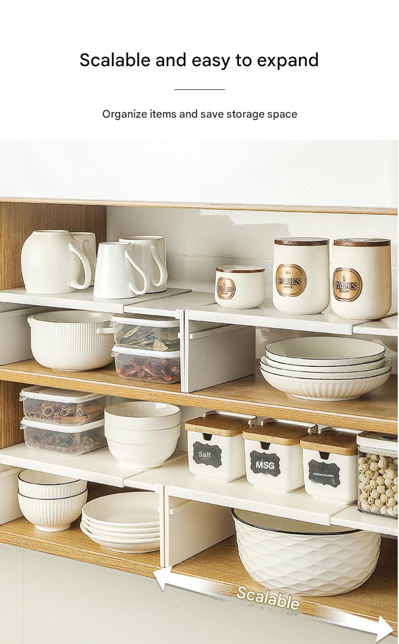 Close-up of modern kitchen organization rack