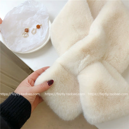 cozy neck warmer displayed on mannequin