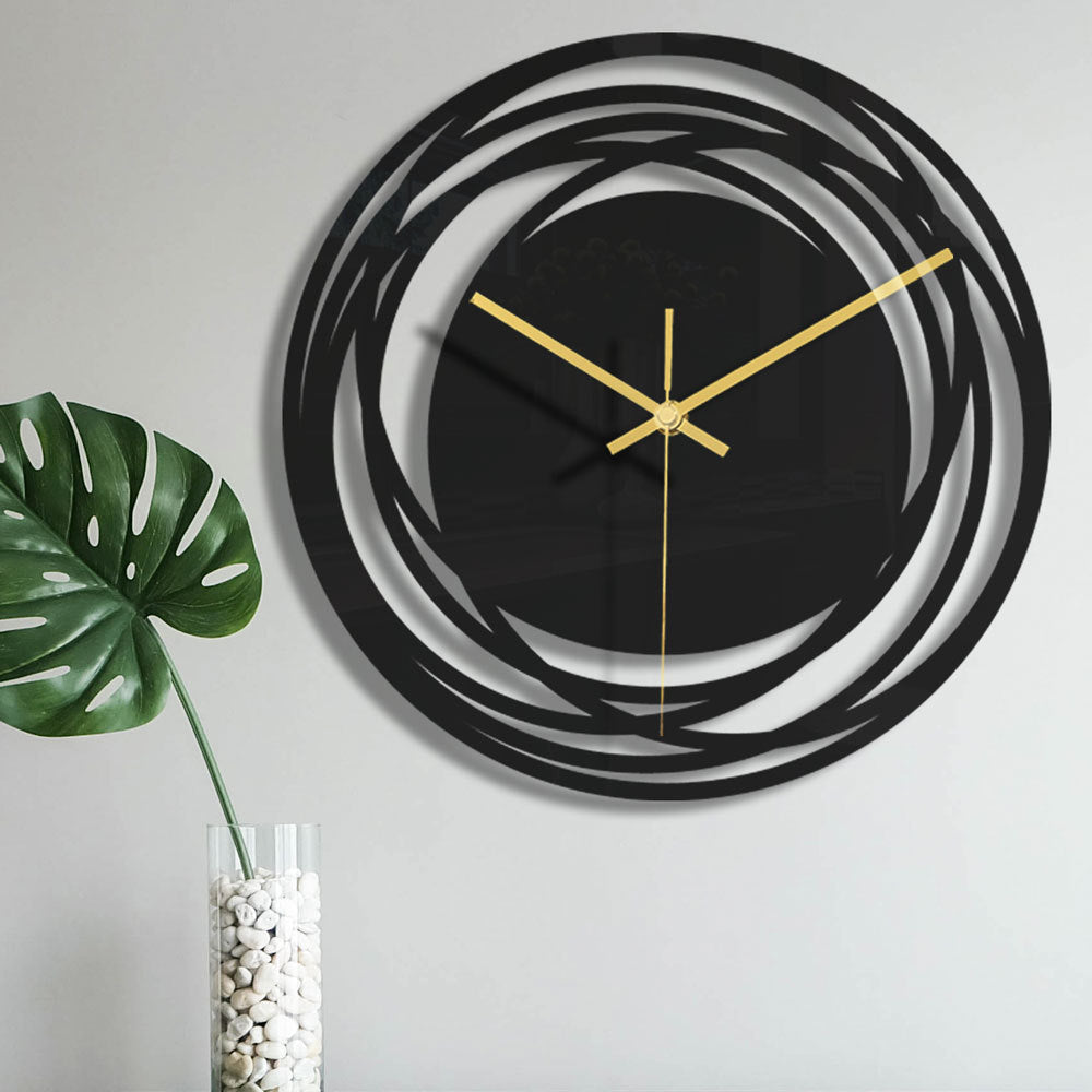 3mm thin black aesthetic wall clock for home
