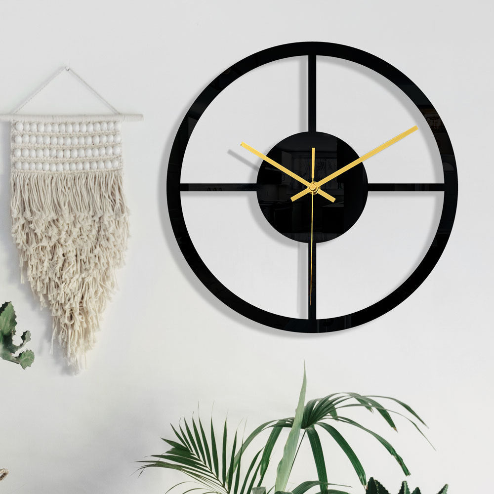 Stylish black acrylic round digital wall clock