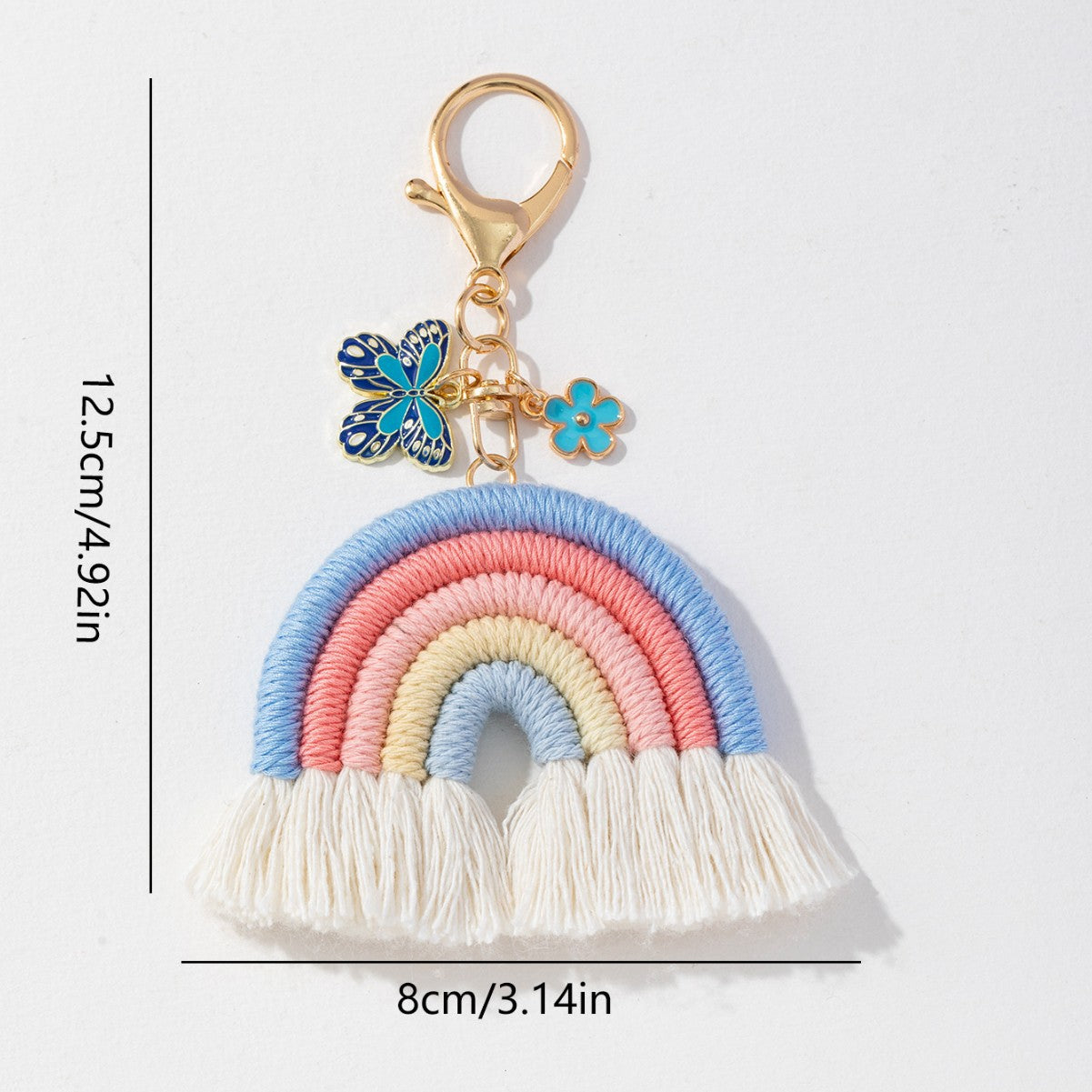 Vibrant Multi-Color Butterfly Flower Keychain Pendant Image 2