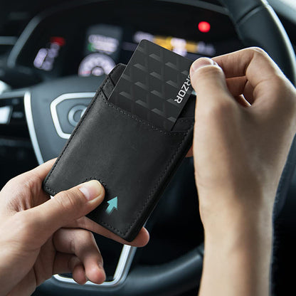 Men's leather wallet money clip