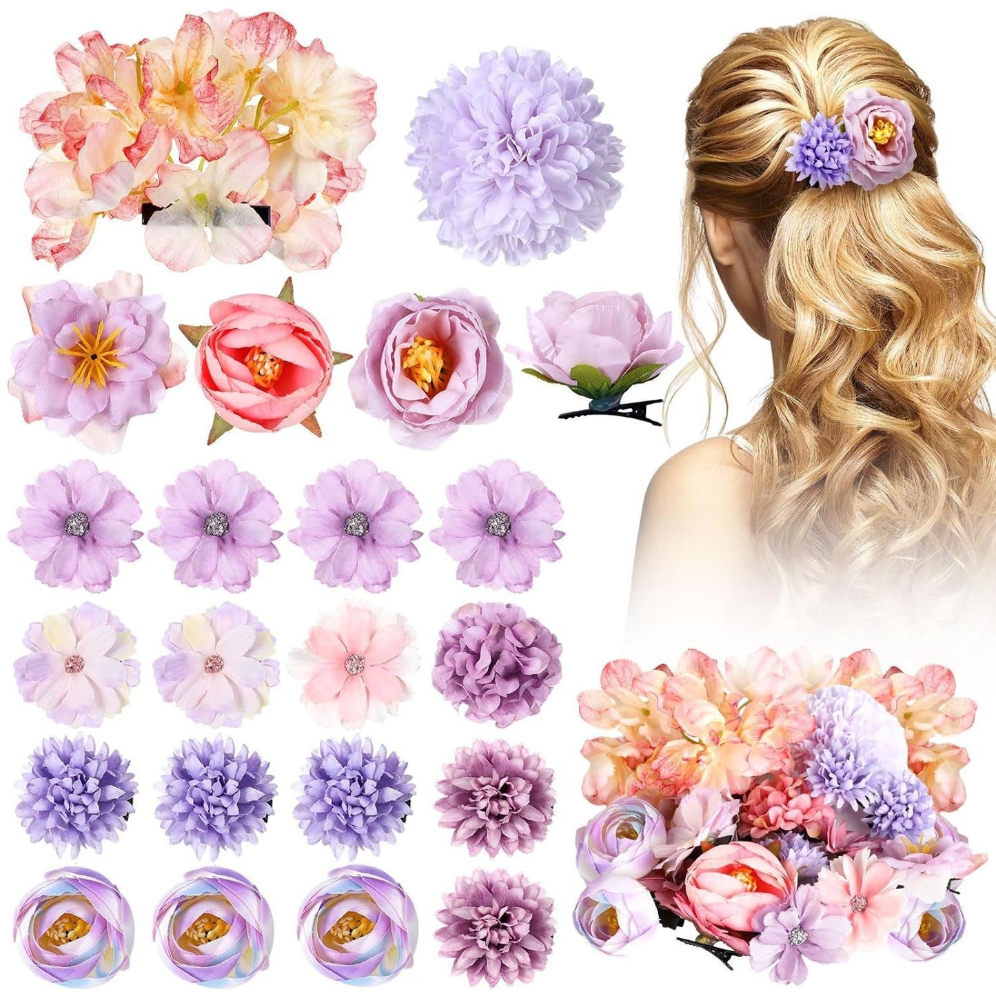 Elegant floral hair clip set image 1