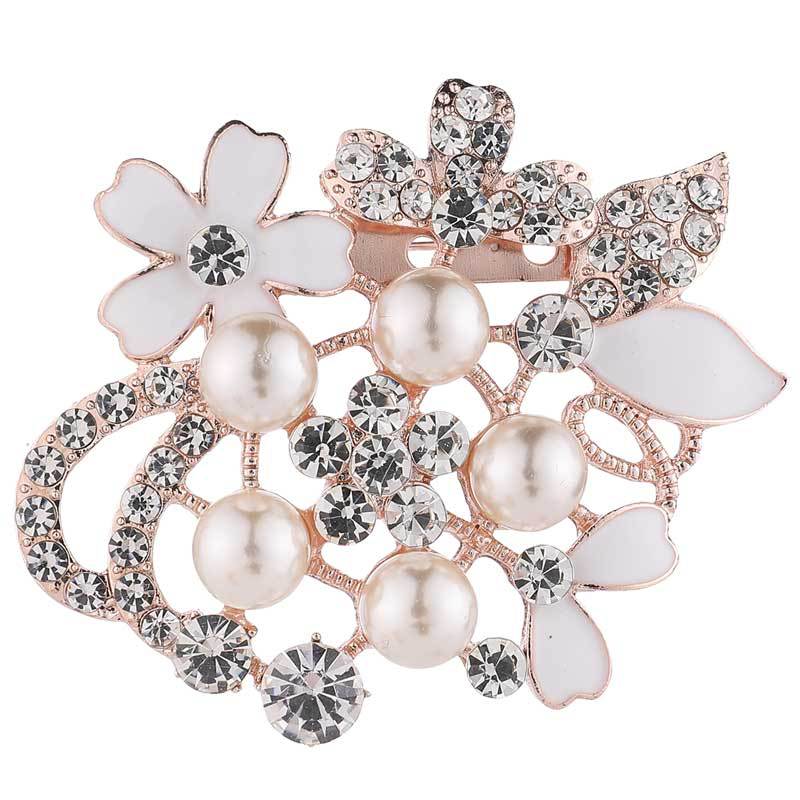 elegant floral pearl brooch image 1