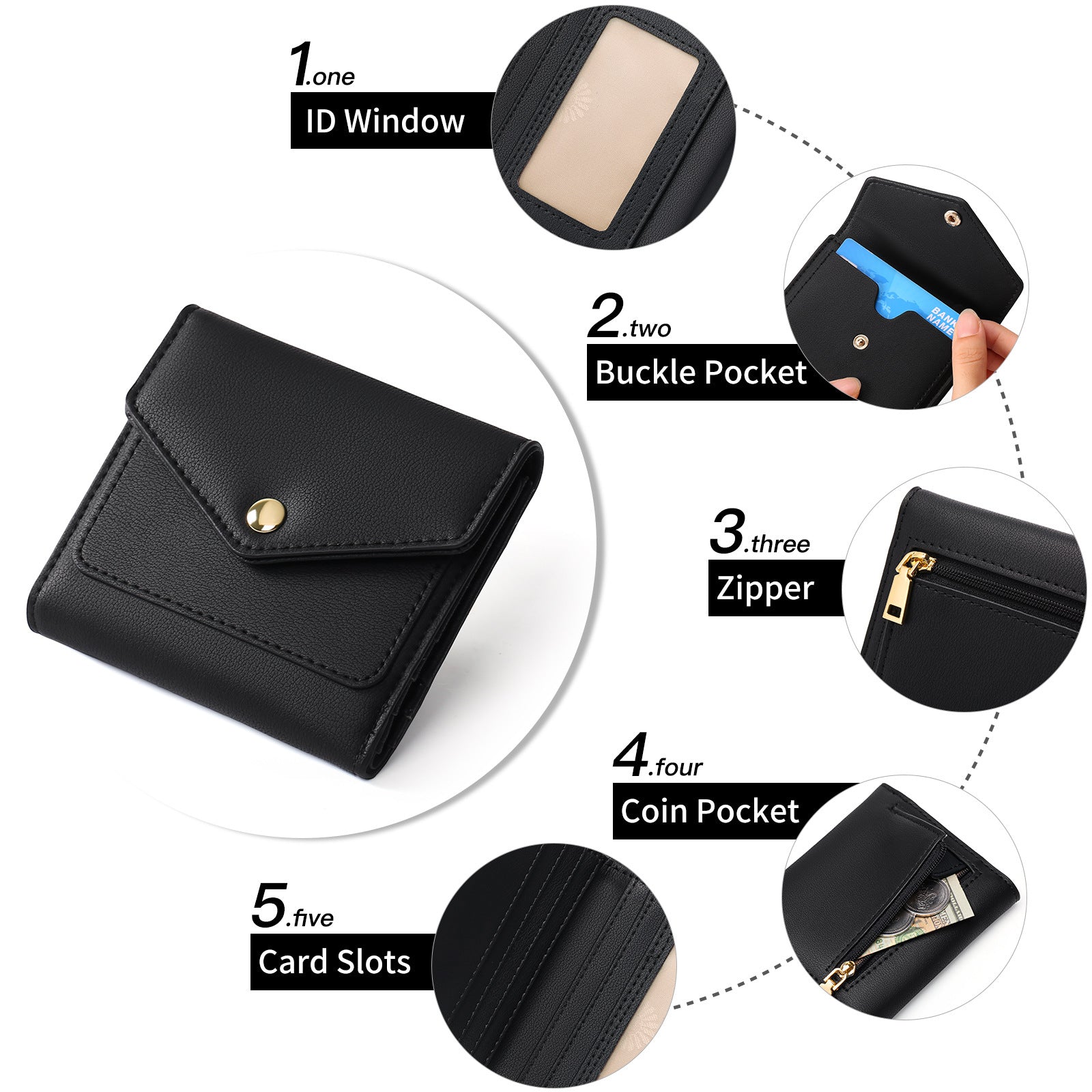 Compact women's wallet with cards