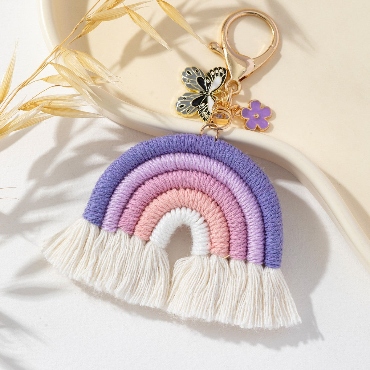 Vibrant Multi-Color Butterfly Flower Keychain Pendant Image 6