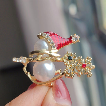 Cute Holiday Brooch with Pearl Accent