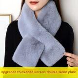 Faux fur long scarf in khaki color