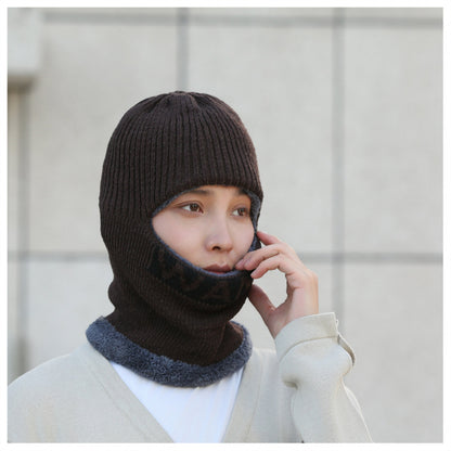 Men's thick knitted winter cycling beanie hat in black