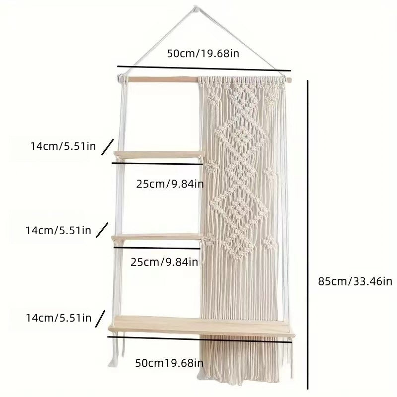 Modern bohemian wall shelf with accessories