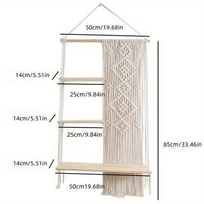 Modern bohemian wall shelf with accessories