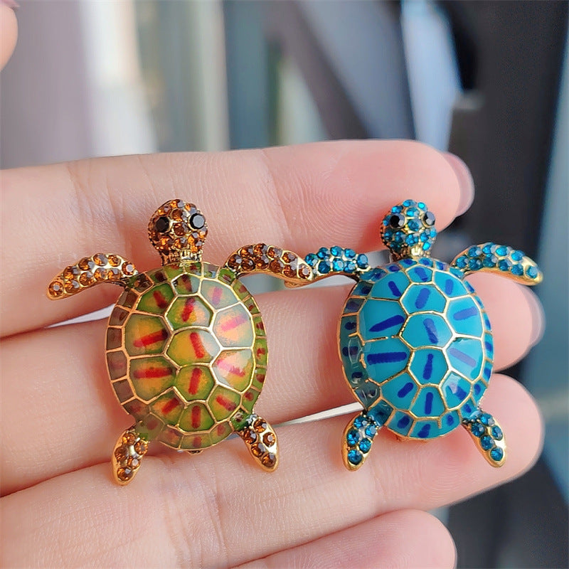 Unique Turtle Brooch with Crystals - Image 6