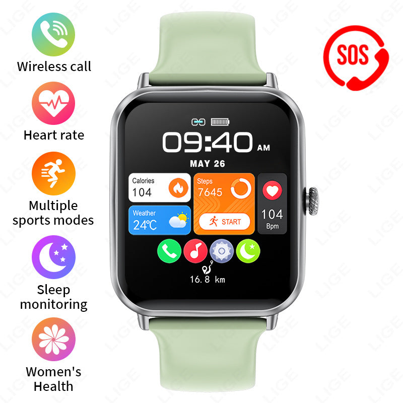 Elegant square touchscreen smartwatch design