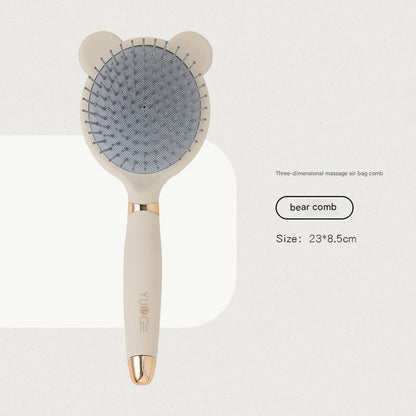 Detangling hair brush on a vanity