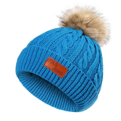 Knit hat and scarf set for kids in winter