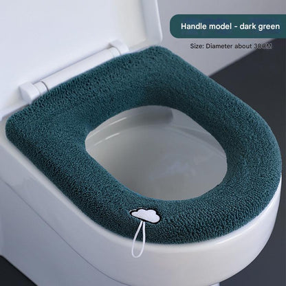 Comfortable dark green toilet seat cover