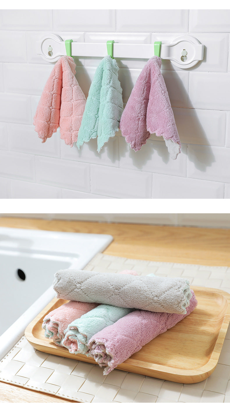 Dual-sided dish cloth in pink and green