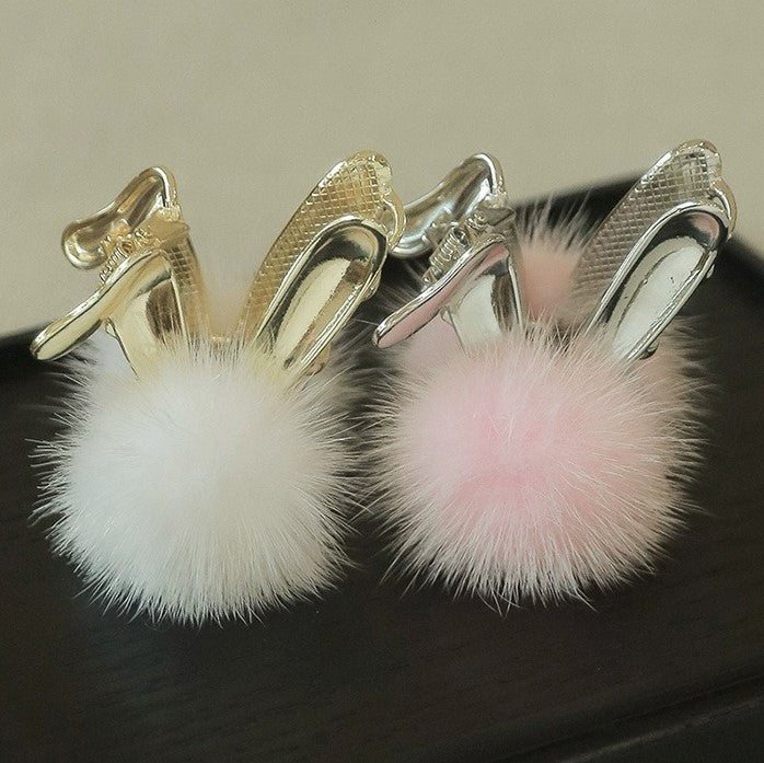 Stylish Plush Metal Hair Claw in White